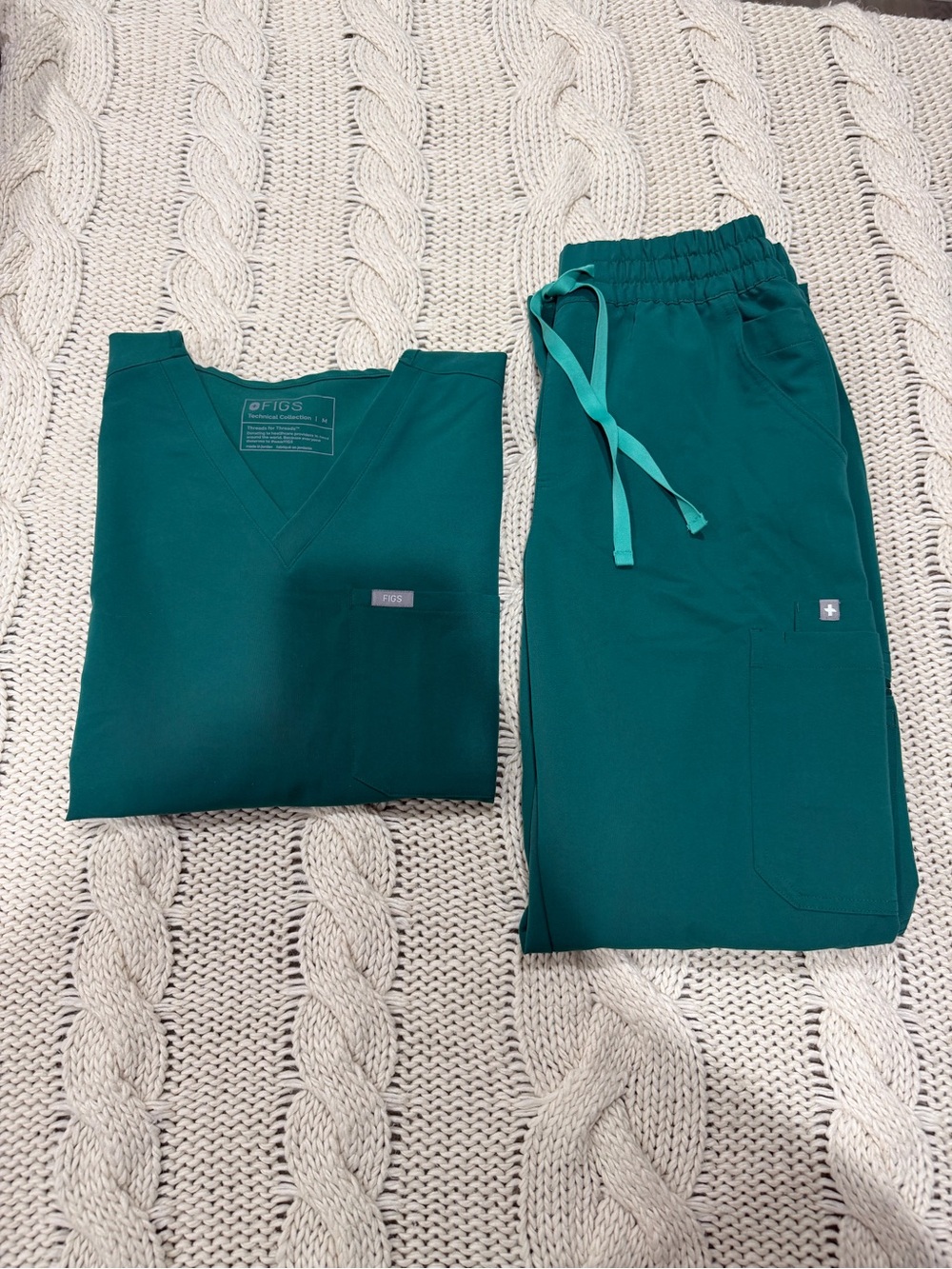 Figs Hunter Green Scrub Set - Top & Pants